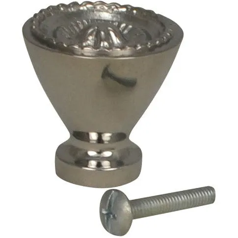 1 1/4 Inch Solid Brass Beaded Star Round Knob (Polished Chrome Finish)