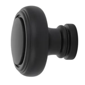 1 1/4 Inch Solid Brass Norwich Cabinet Knob (Flat Black Finish)