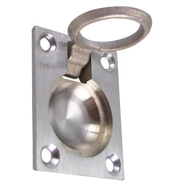 1 3/4 Inch Solid Brass Traditional Flush Ring Pull (Brushed Chrome Finish)