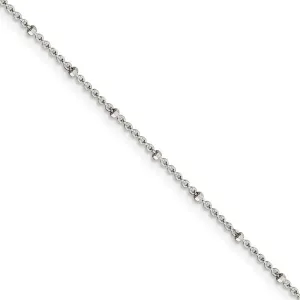 1.25mm Sterling Silver Solid Beaded Rolo Chain Necklace