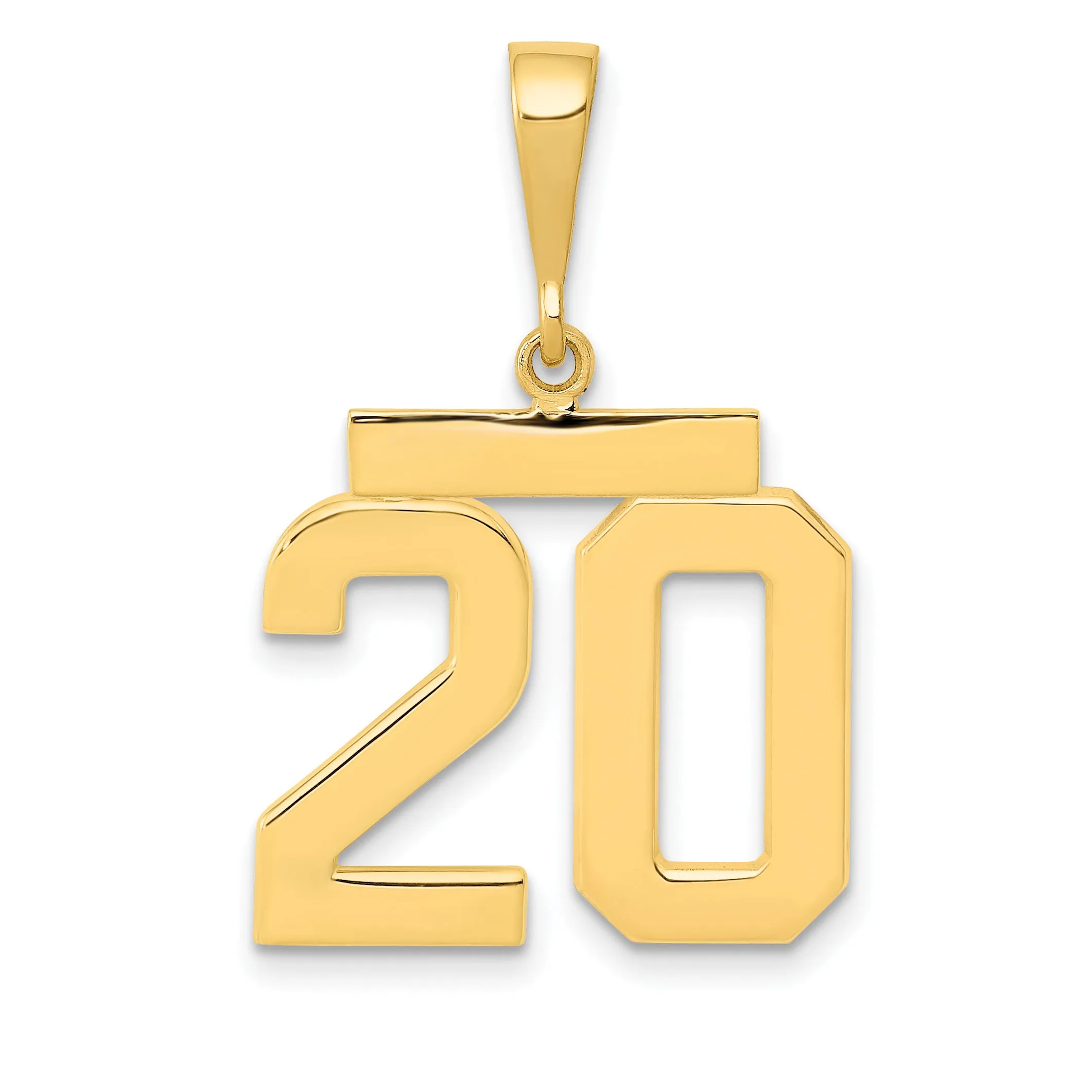 14k Yellow Gold Medium Polished Number 20 Charm