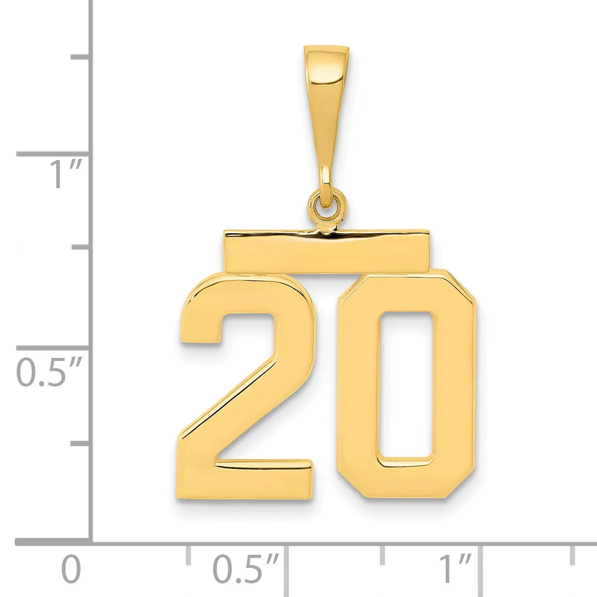 14k Yellow Gold Medium Polished Number 20 Charm