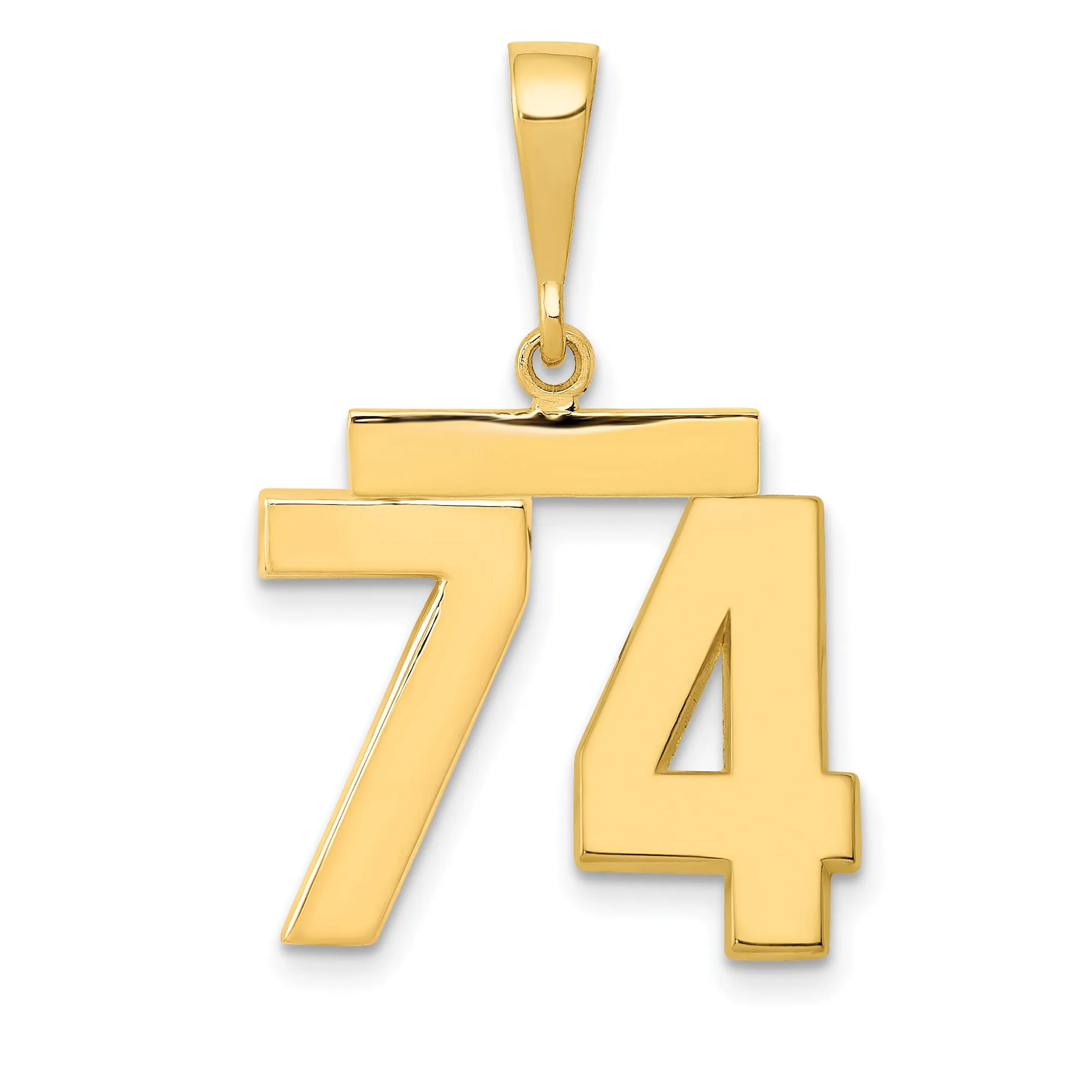 14k Yellow Gold Medium Polished Number 74 Charm