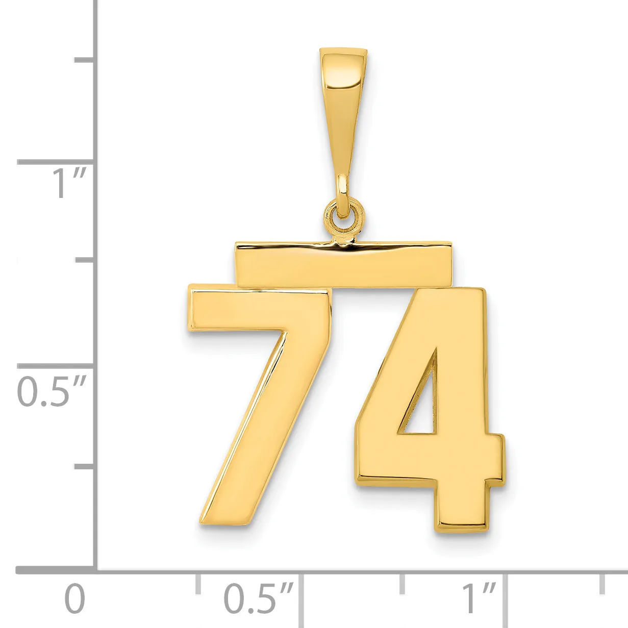 14k Yellow Gold Medium Polished Number 74 Charm