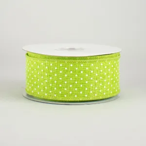 1.5" Swiss Dots Ribbon: Lime Green & White (10 Yards)