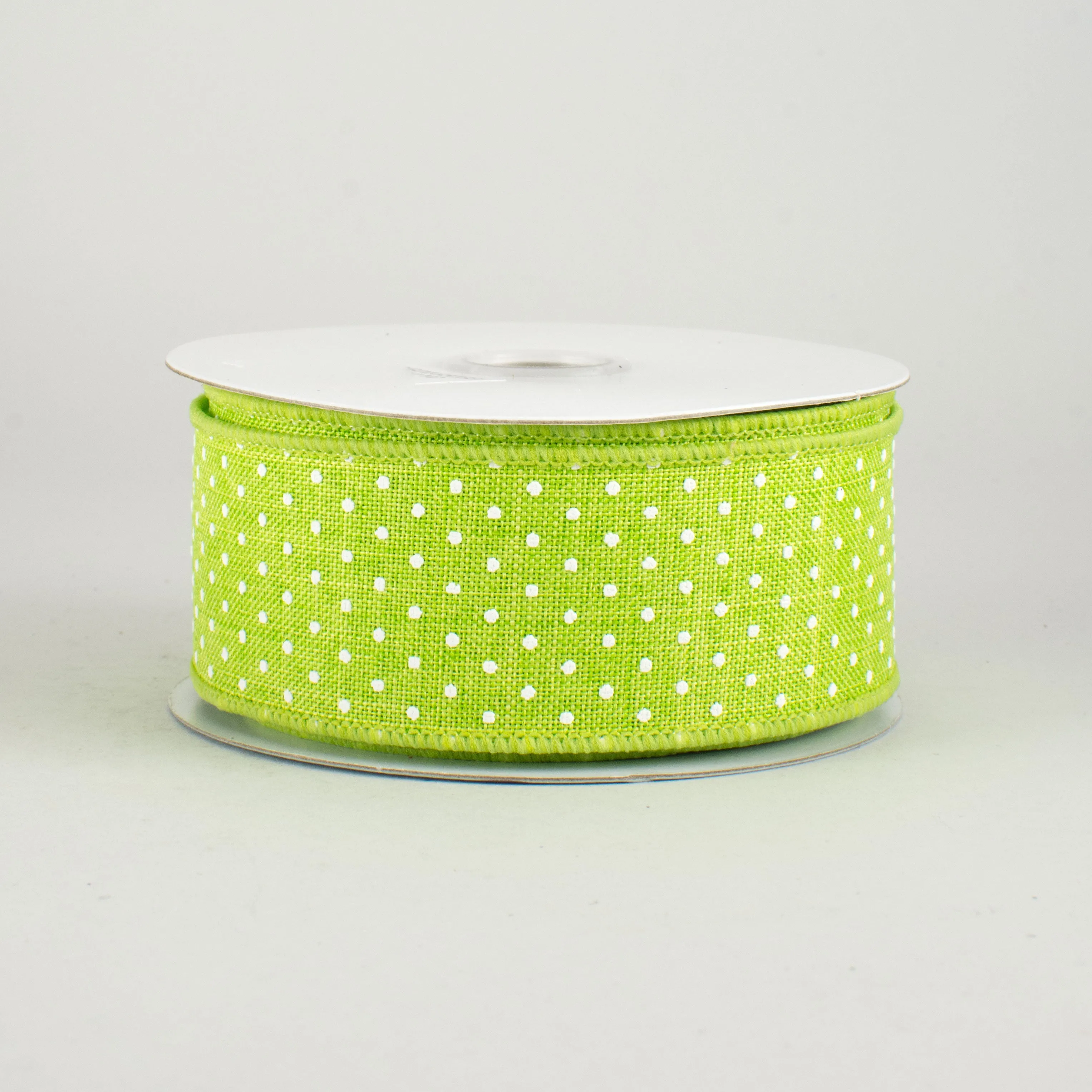 1.5" Swiss Dots Ribbon: Lime Green & White (10 Yards)