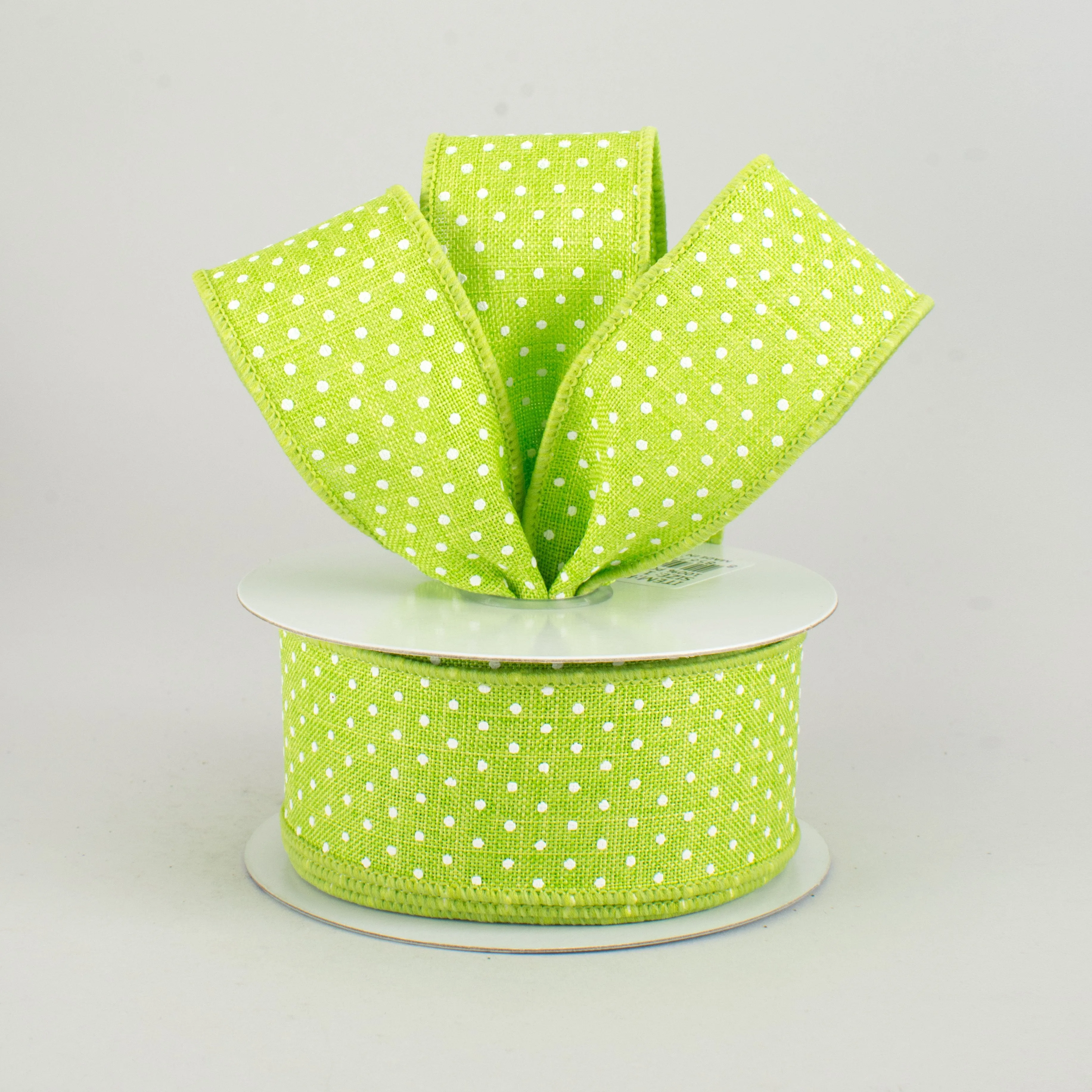 1.5" Swiss Dots Ribbon: Lime Green & White (10 Yards)