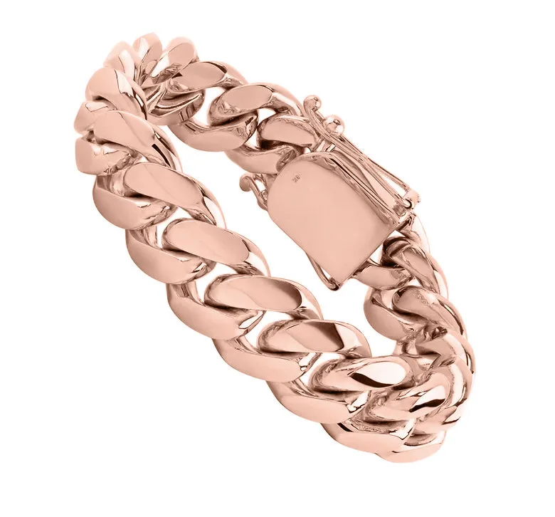 18K Solid Gold Cuban Bracelet (15.5 mm)