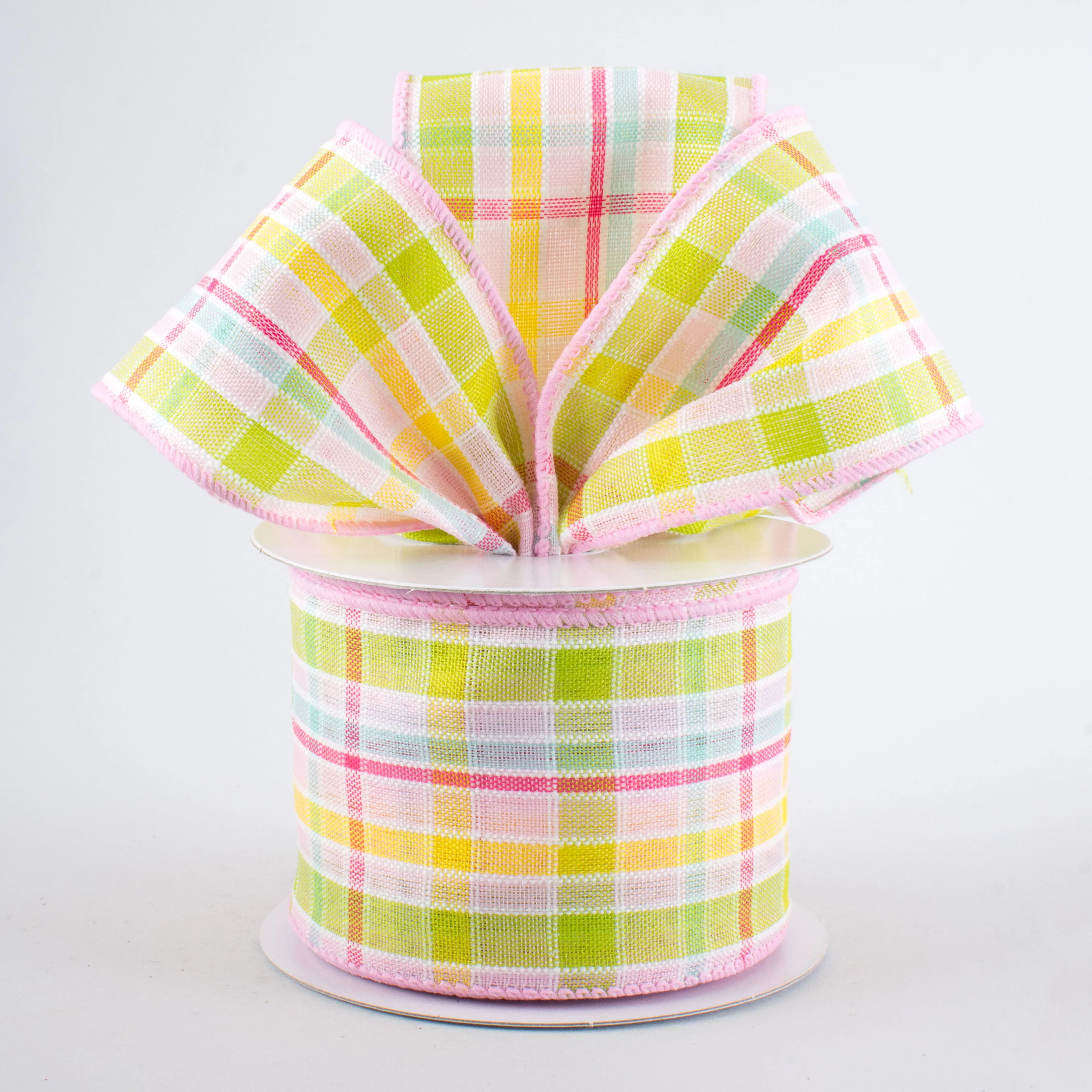 2.5" Spring Plaid Ribbon: Pastels (10 Yards)