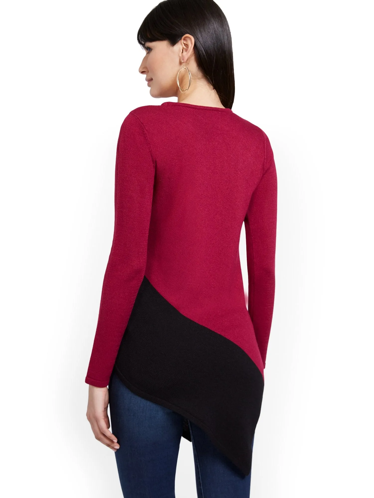 Asymmetrical Colorblock Tunic Sweater