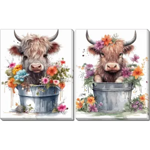 Baby Highland Cow Wall Art (Set of 2) 16.00" x 20.00"