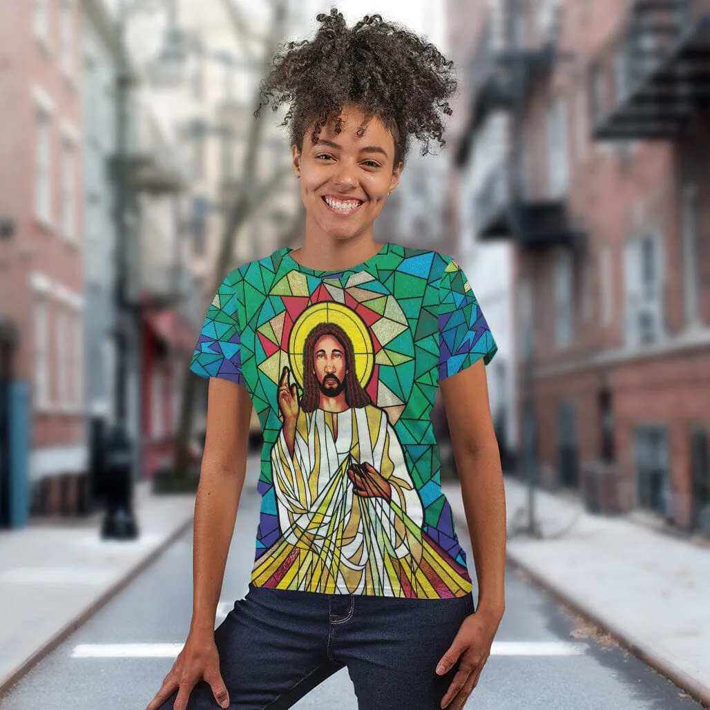 Black Jesus On The Stained Glass T-Shirt