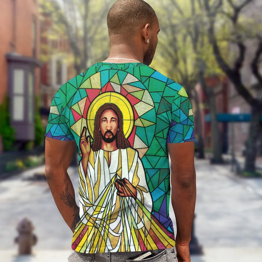 Black Jesus On The Stained Glass T-Shirt