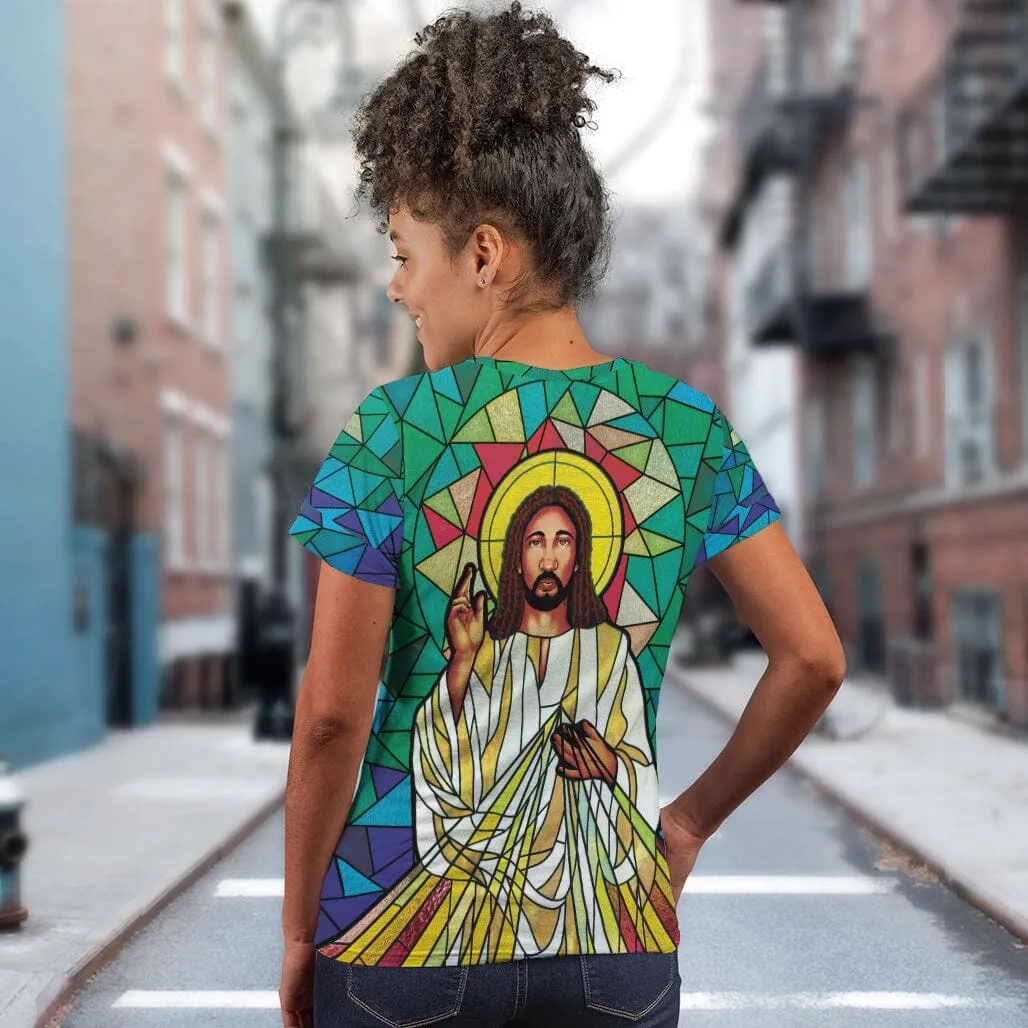 Black Jesus On The Stained Glass T-Shirt