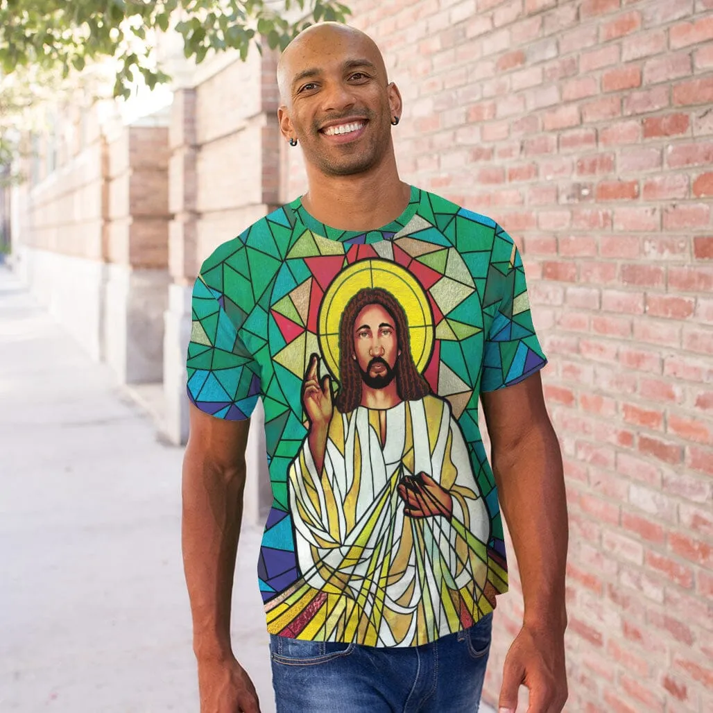 Black Jesus On The Stained Glass T-Shirt