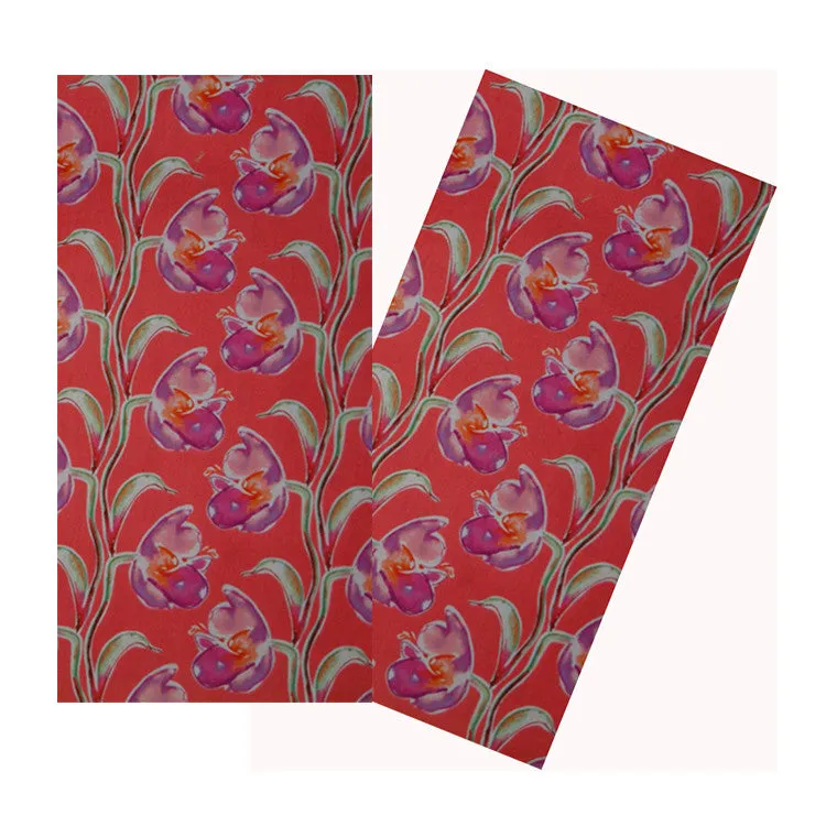 BRIGHT CORAL PINK & LAVENDER FLORAL NAPKIN SET