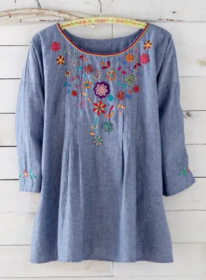 Chambray Garden Embroidered Tunic