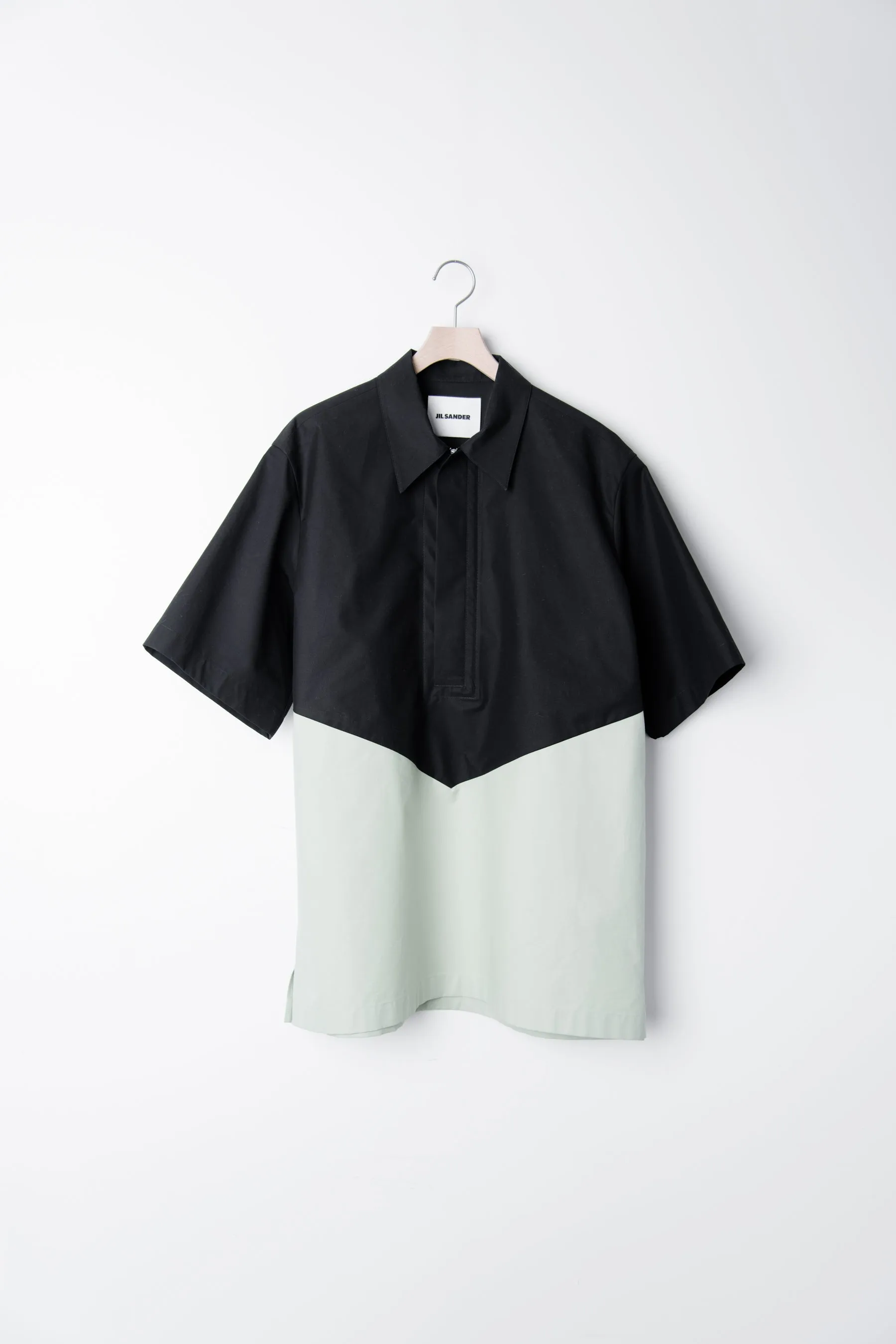 Cotton Canvas Shirt Black/Pastel Green JSMU601331