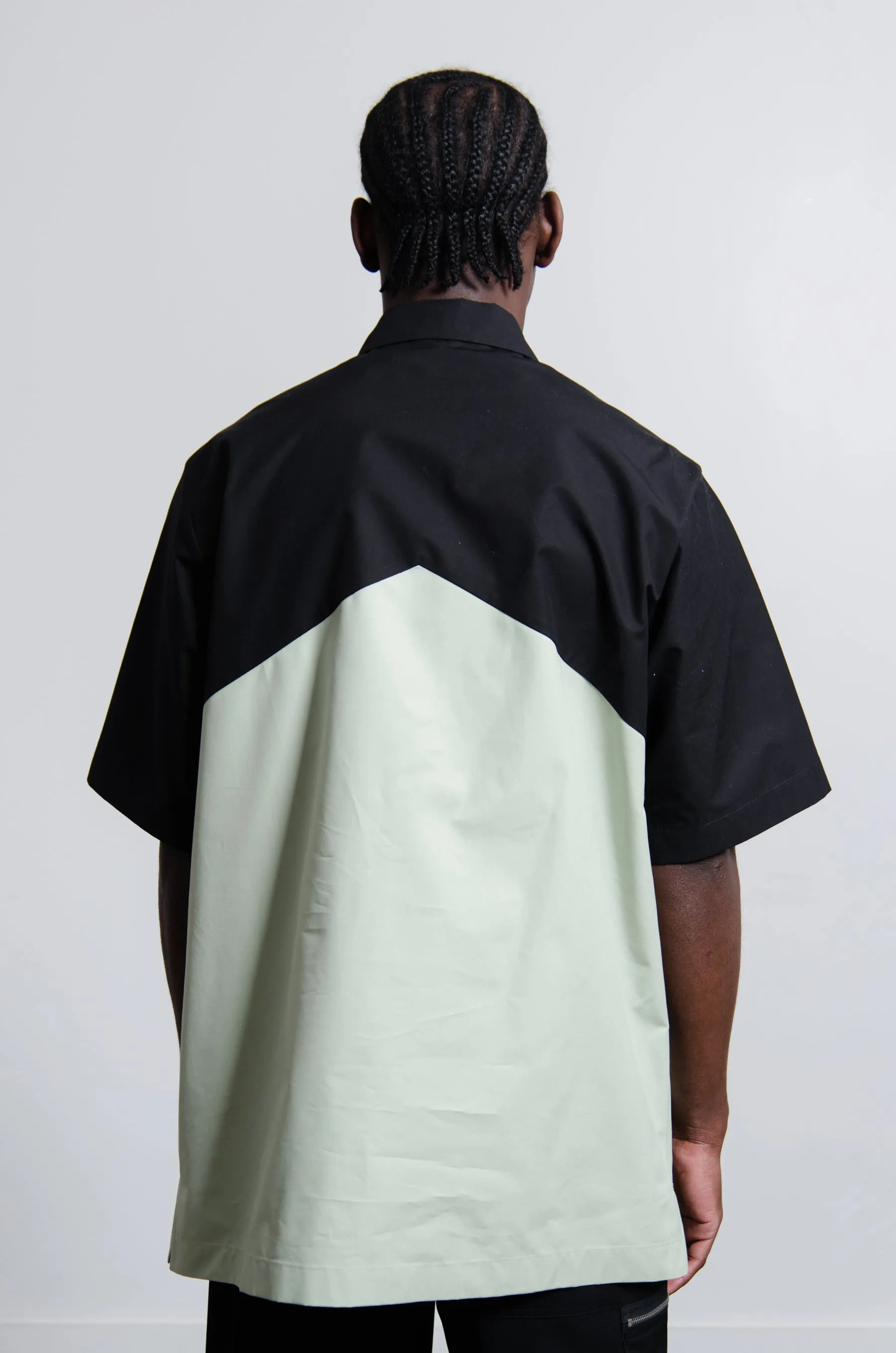 Cotton Canvas Shirt Black/Pastel Green JSMU601331