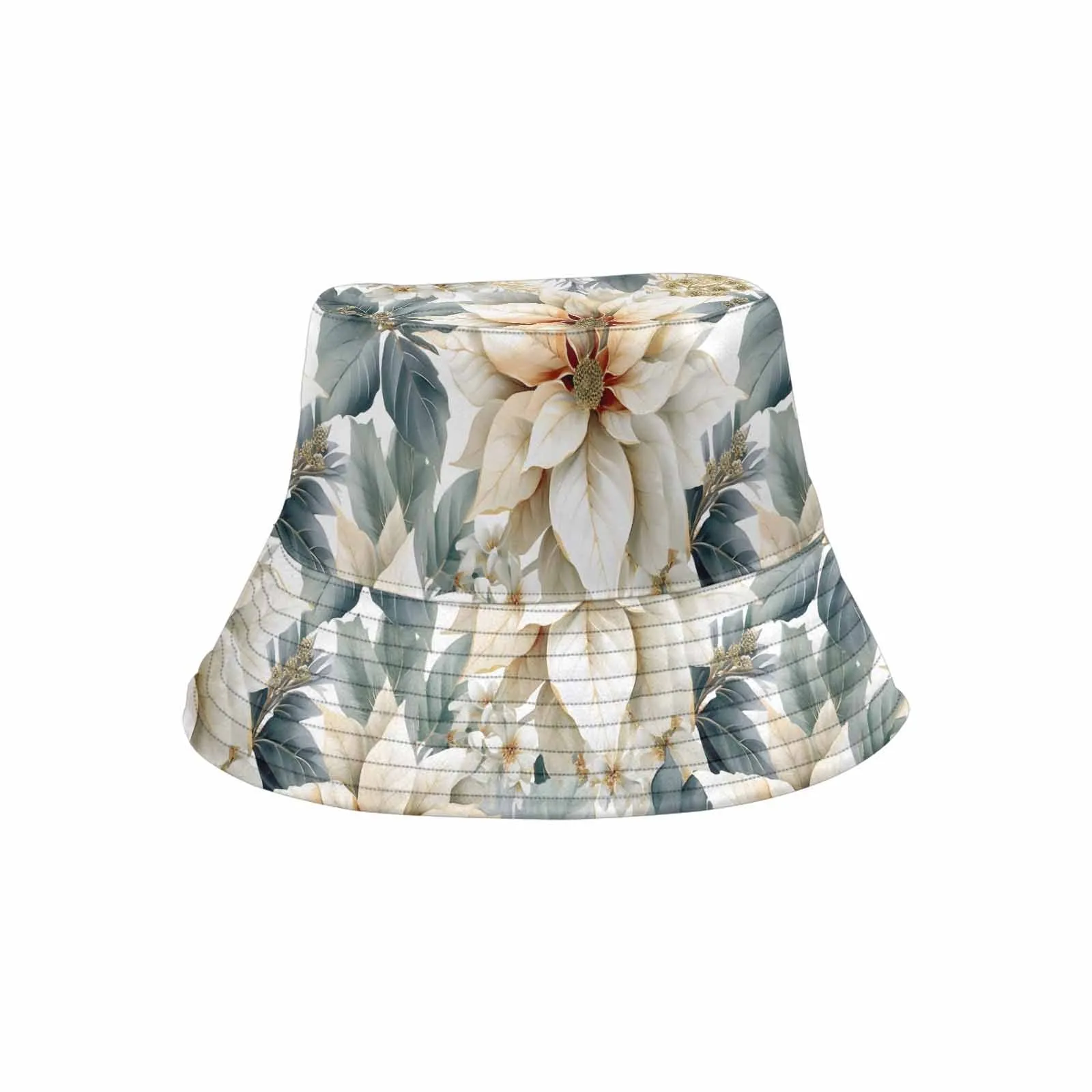 Cream Poinsettia  Unisex Summer Single-Layer Bucket Hat