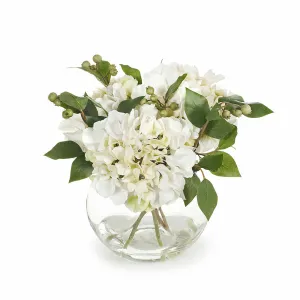 Floral Arrangement Hydrangea Mix in Vase - Cream Green