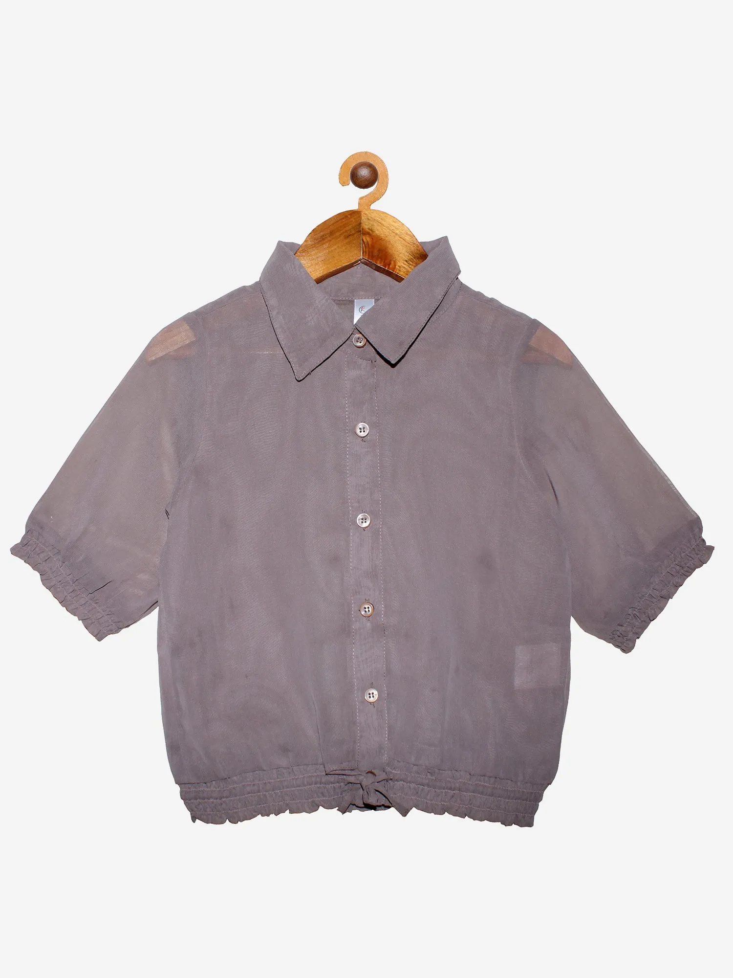 Girls Georgette Shirt with Smocking hem