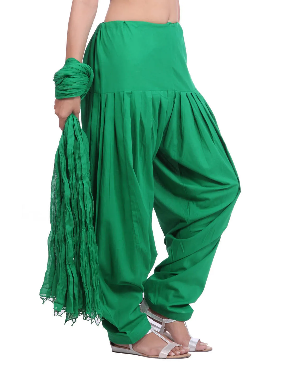 Green Cotton Patiala Salwar And Dupatta Set