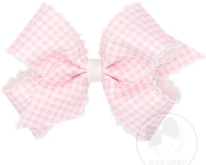 King Gingham Moonstitch Bow - Pink