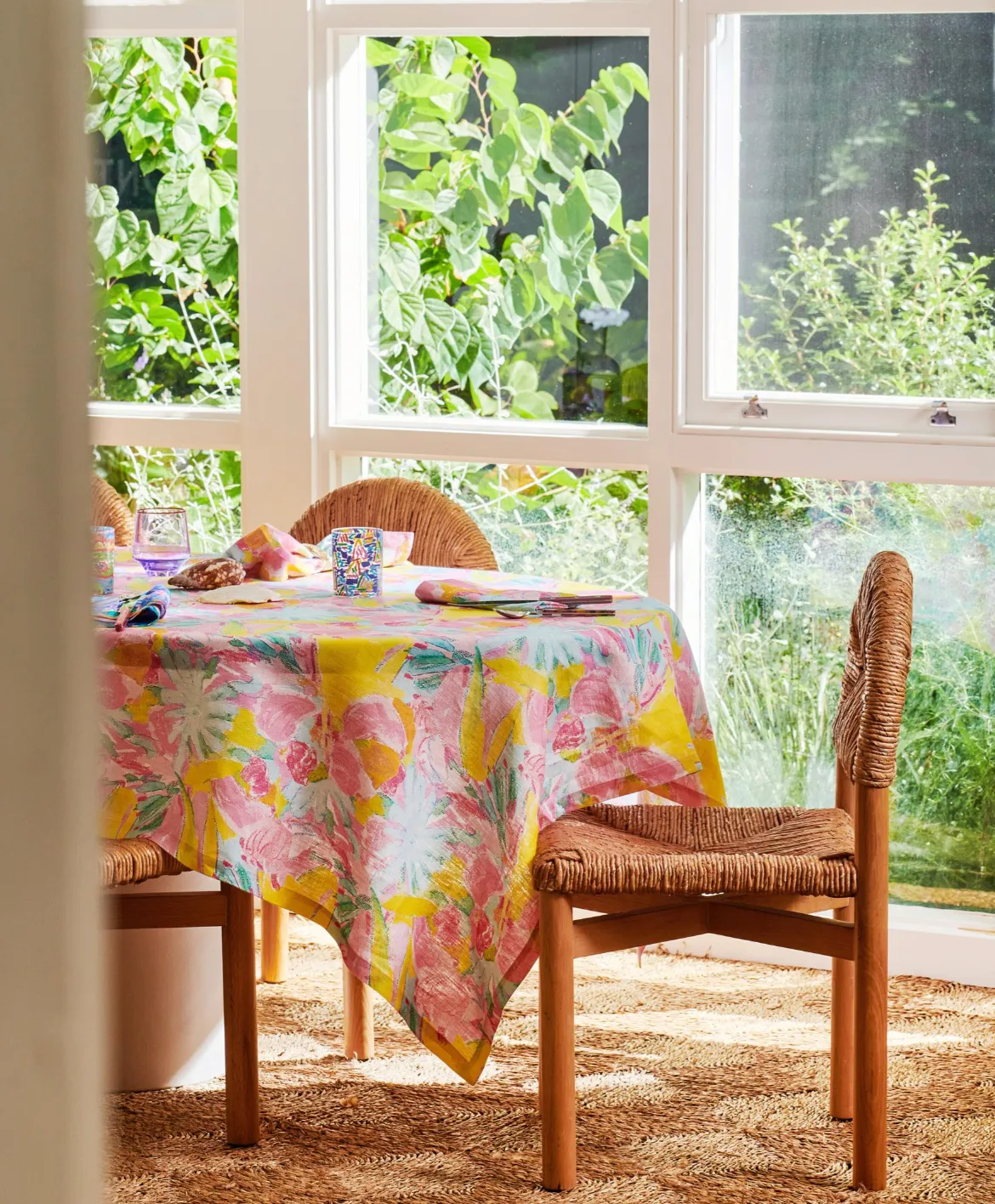 Kip & Co x Ken Done Pastel Blooms Linen Tablecloth