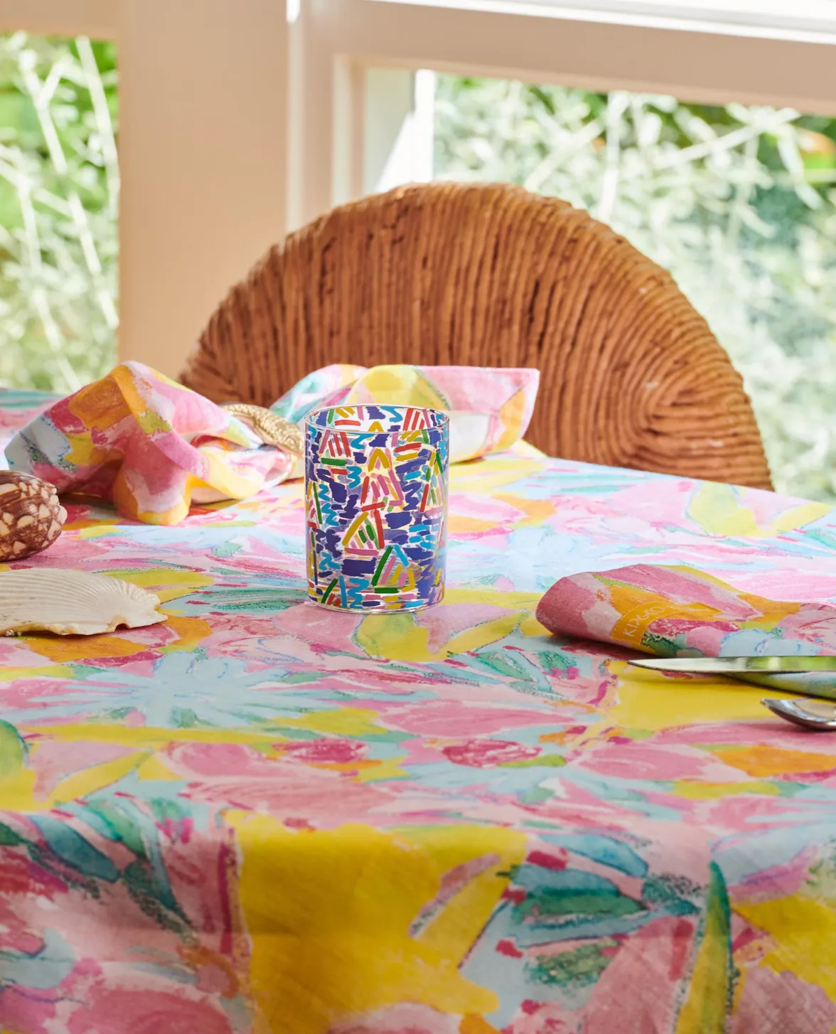 Kip & Co x Ken Done Pastel Blooms Linen Tablecloth