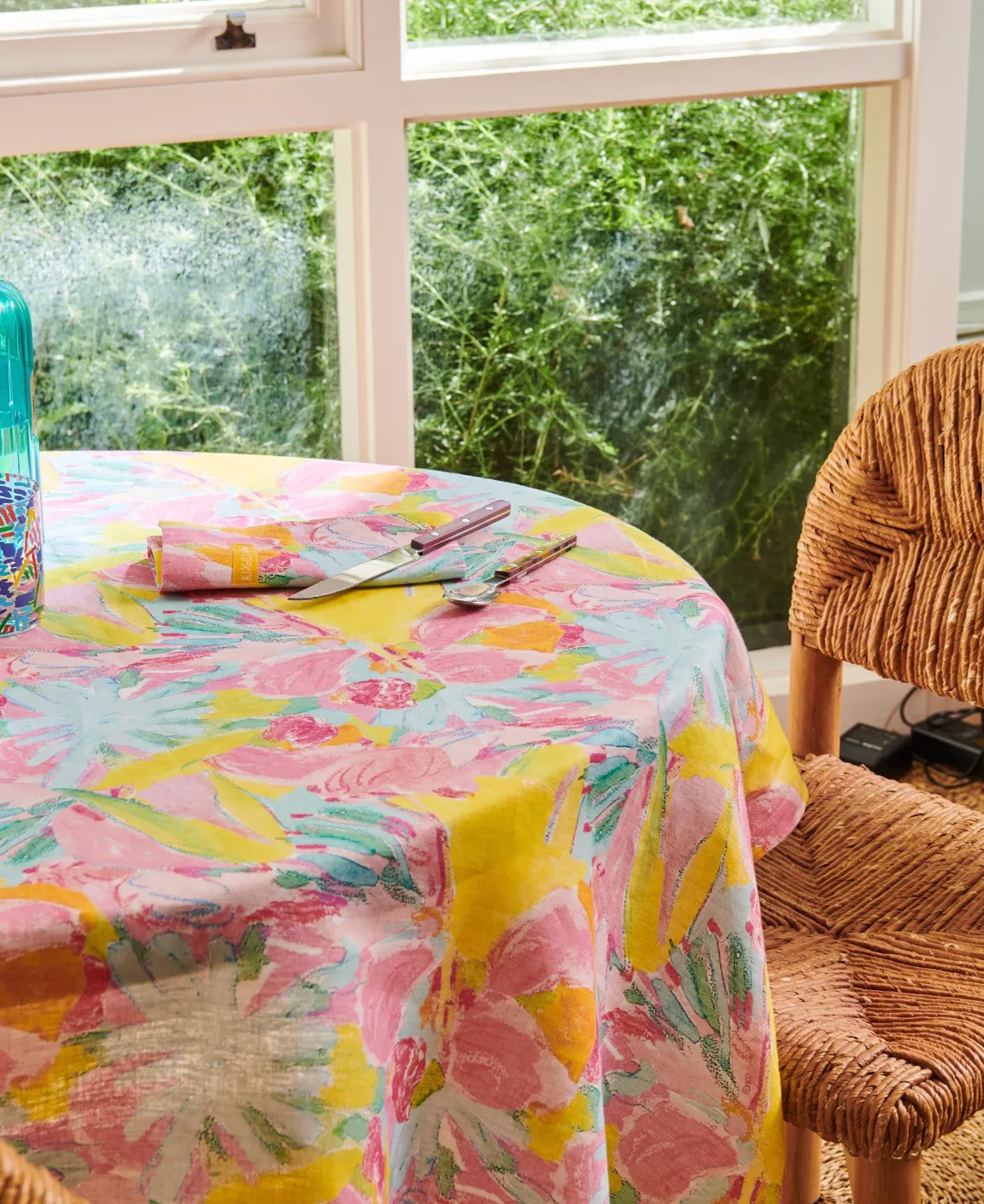 Kip & Co x Ken Done Pastel Blooms Linen Tablecloth