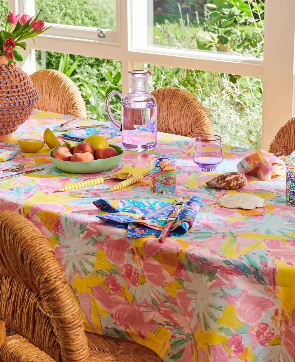 Kip & Co x Ken Done Pastel Blooms Linen Tablecloth