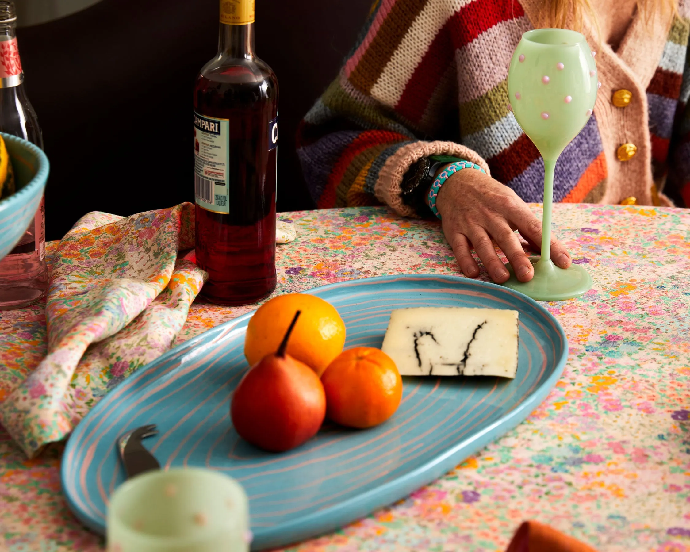 Little Bit Ditsy Round Linen Tablecloth