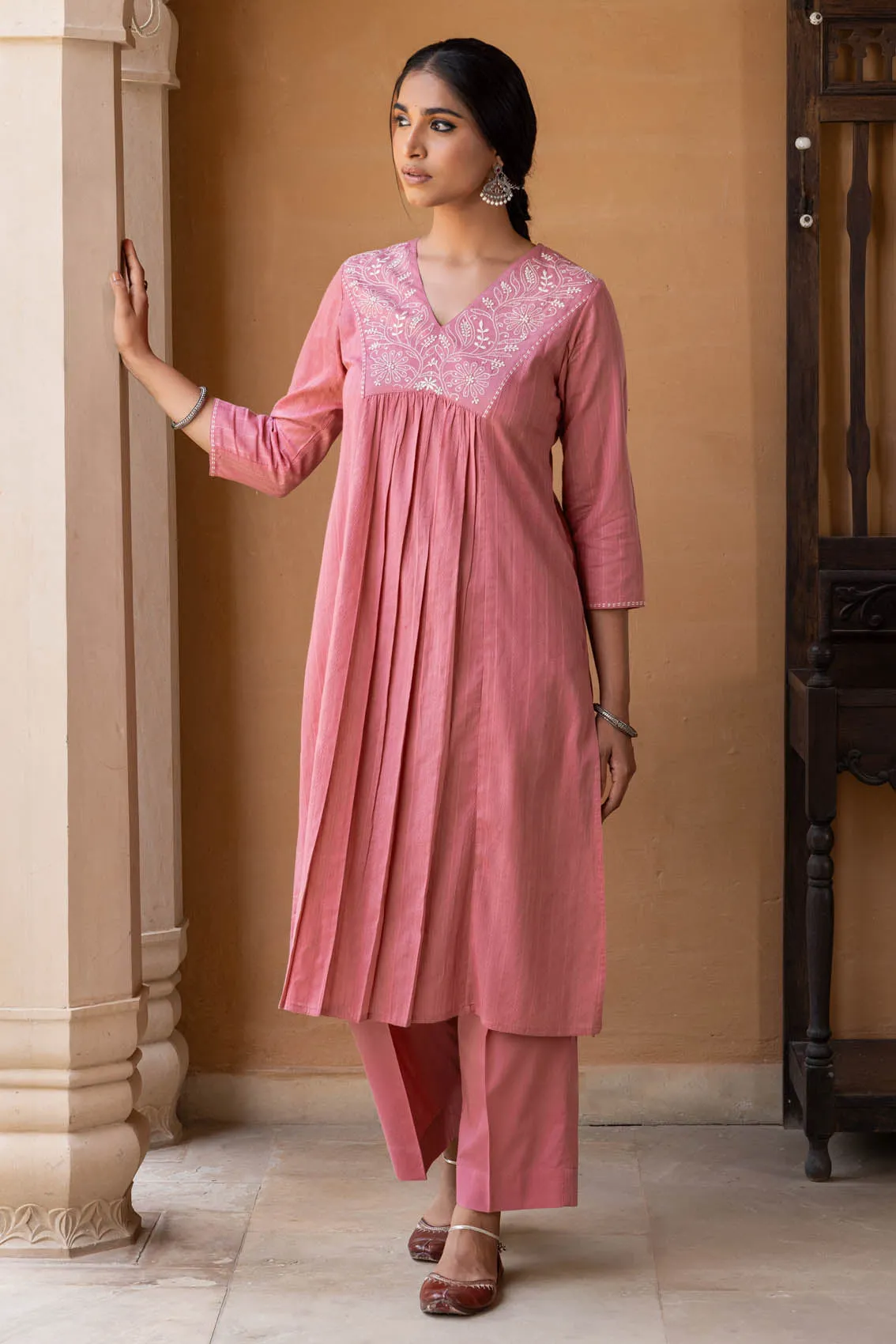 Pink Chikankari Kurta