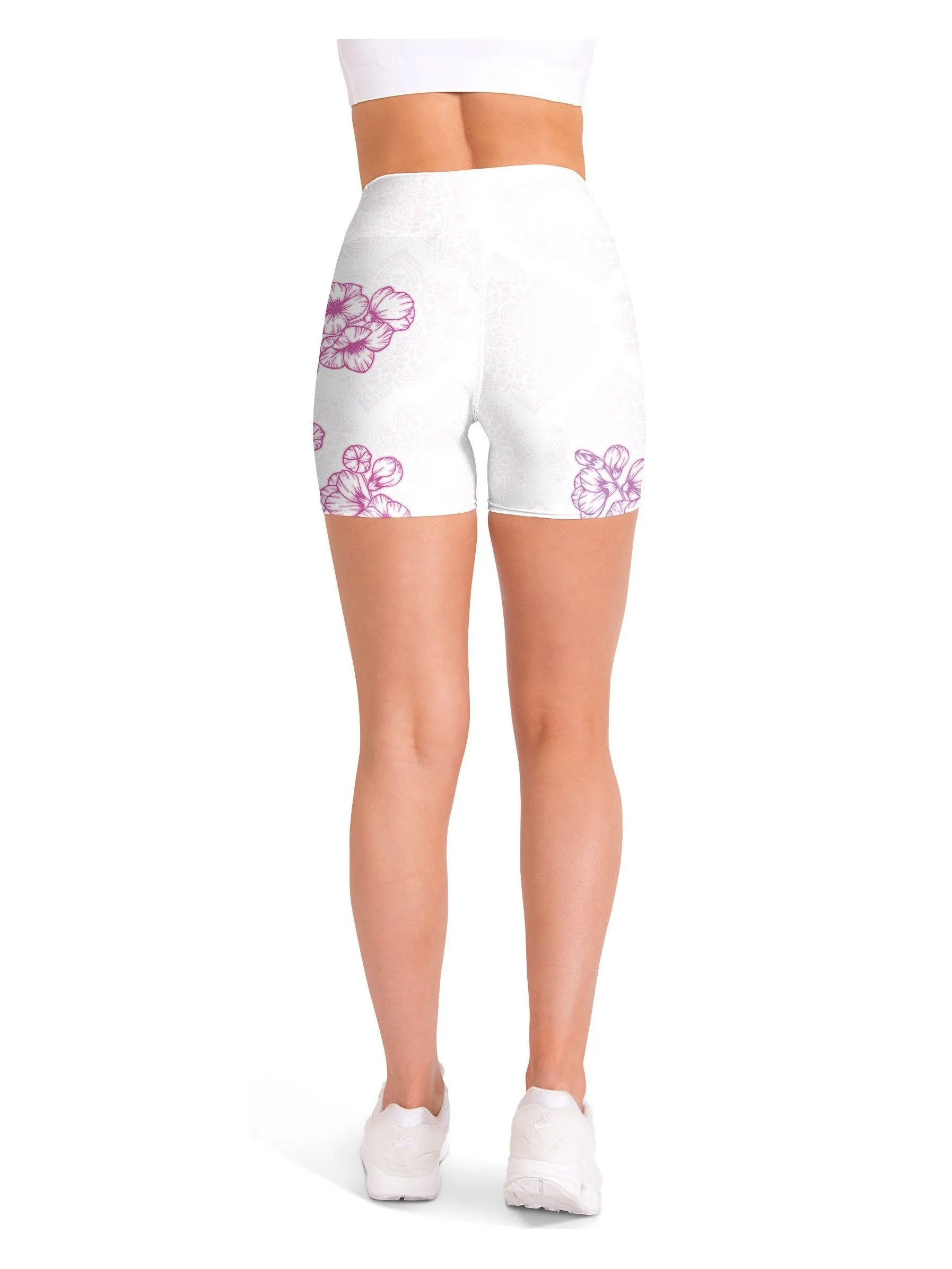 Pink Sakura Yoga Shorts