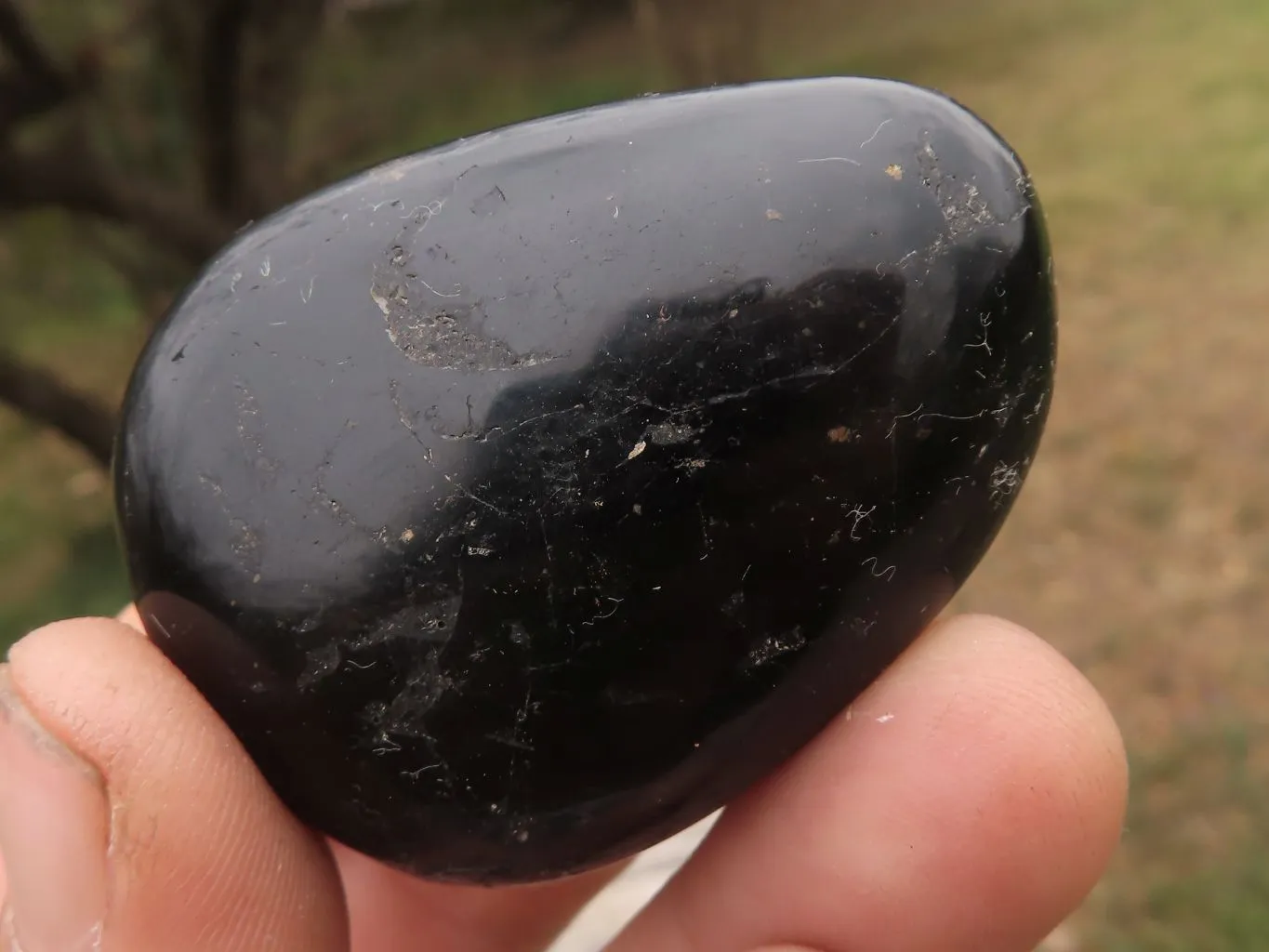 Polished Black Tourmaline / Schorl Galet / Palm Stones x 20 From Madagascar