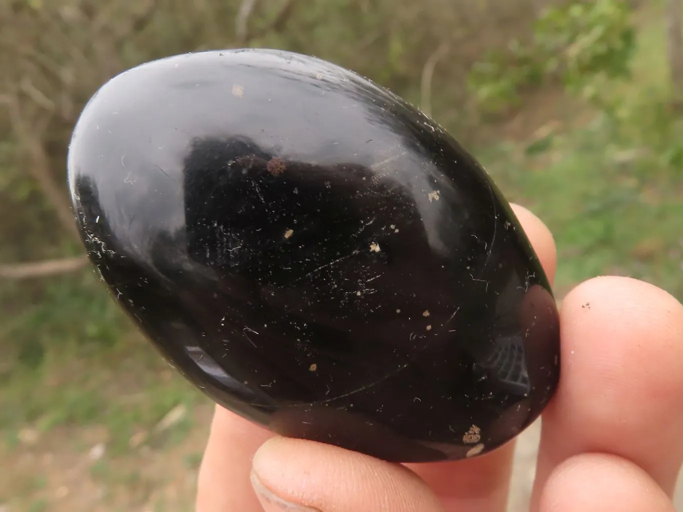 Polished Black Tourmaline / Schorl Galet / Palm Stones x 20 From Madagascar