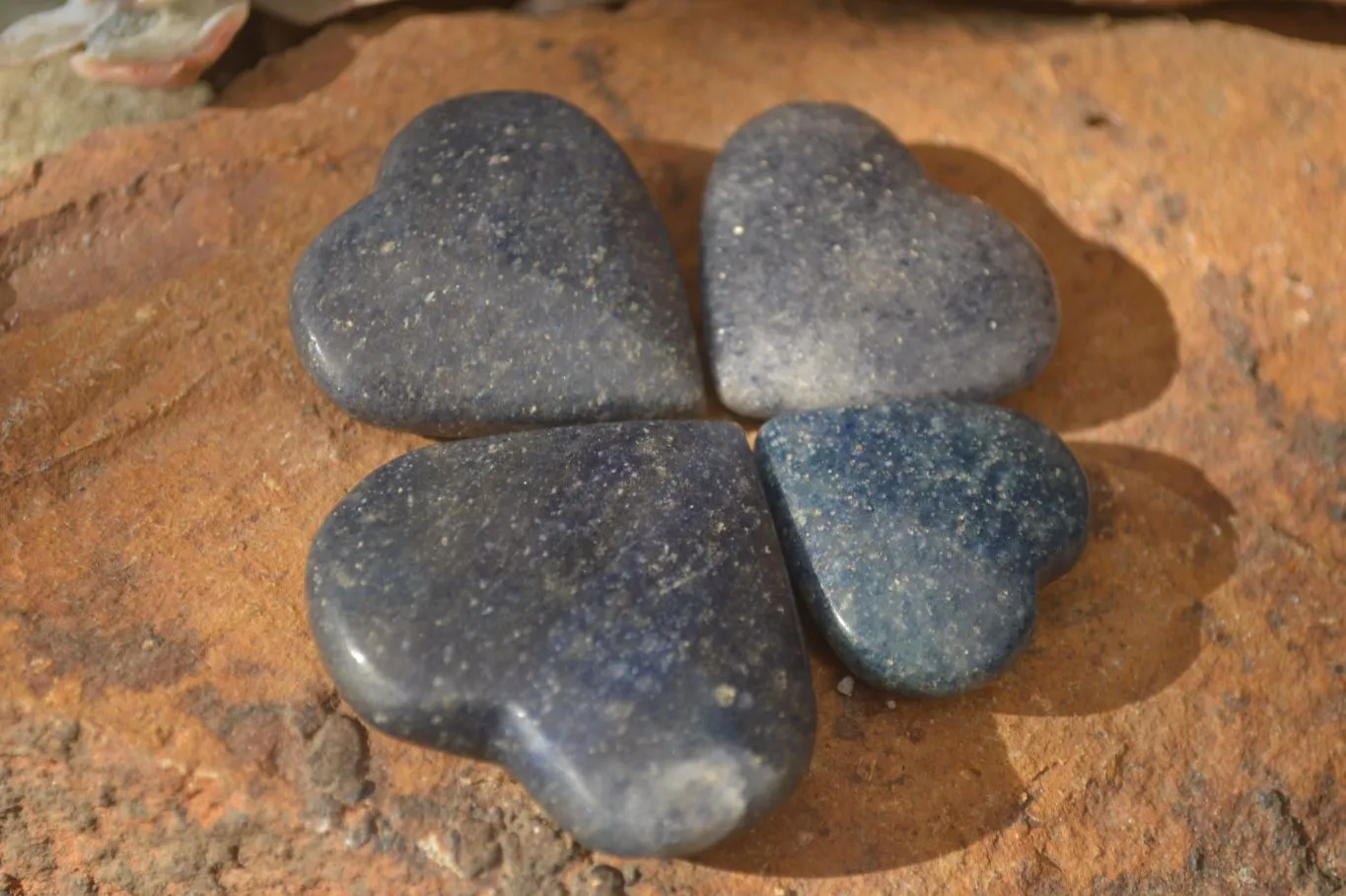 Polished  Blue Lazulite Gemstone Hearts  x 20 From Madagascar