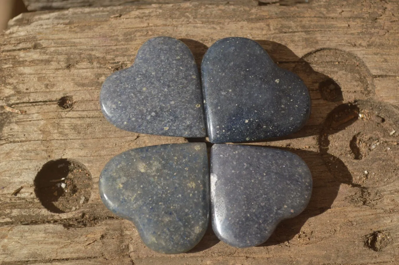 Polished  Blue Lazulite Gemstone Hearts  x 20 From Madagascar