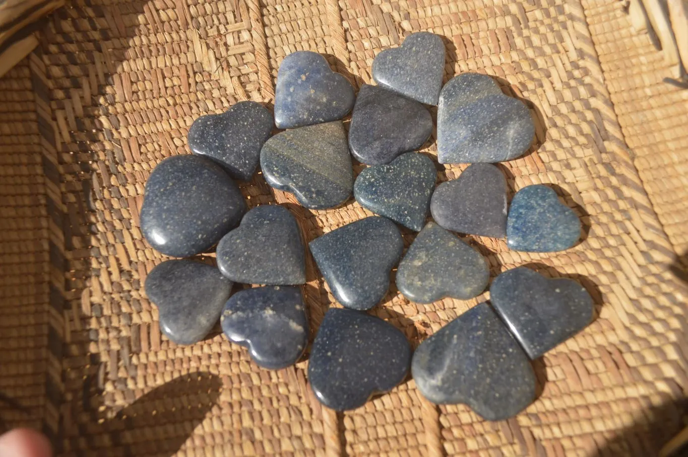 Polished  Blue Lazulite Gemstone Hearts  x 20 From Madagascar