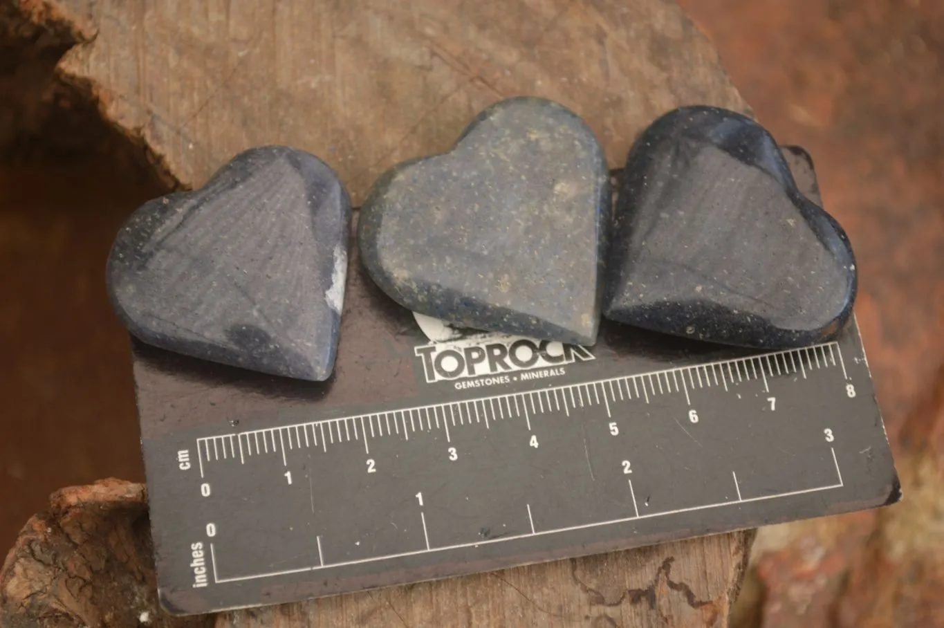 Polished  Blue Lazulite Gemstone Hearts  x 20 From Madagascar