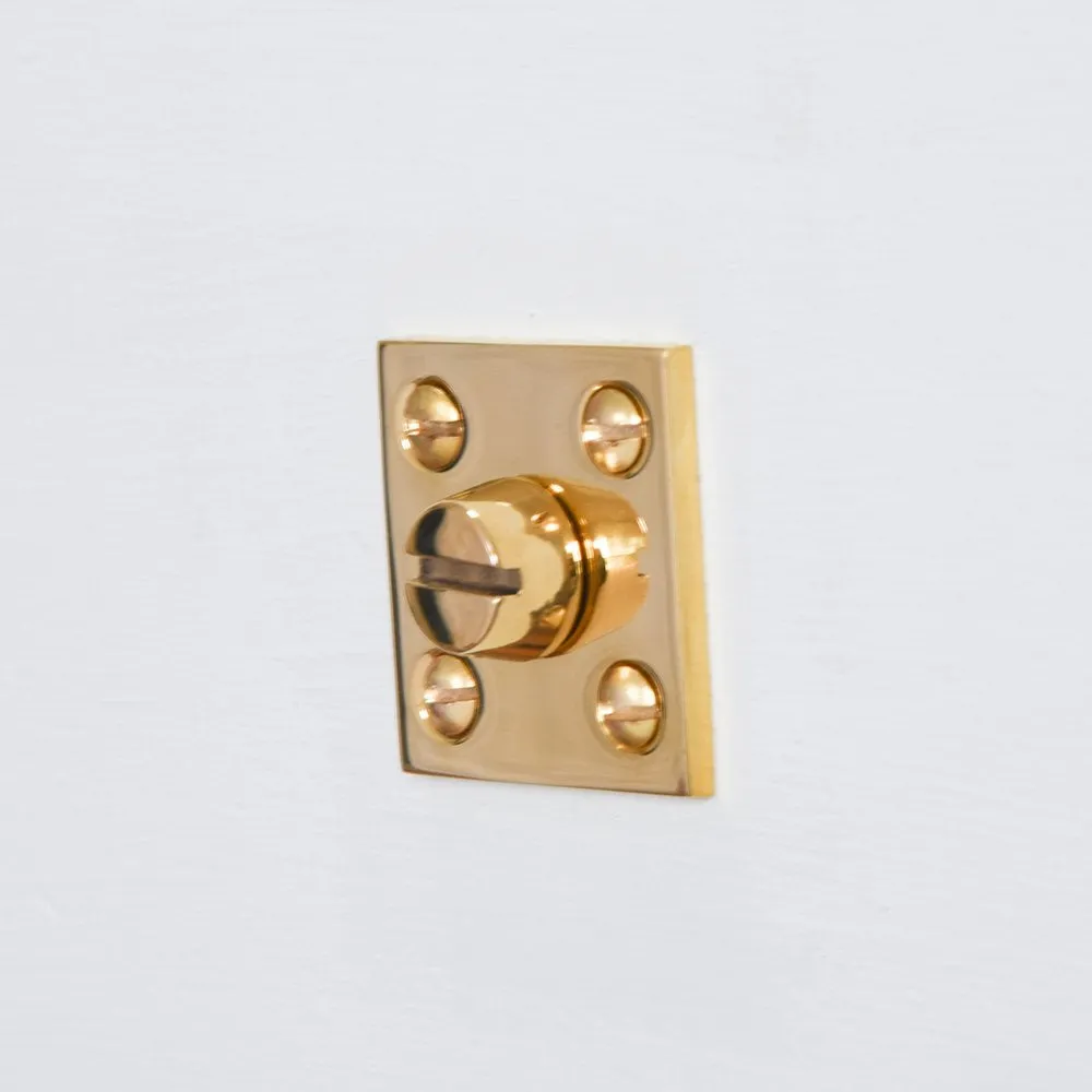 Polished Brass Bathroom Thumbturn with Square Backplate