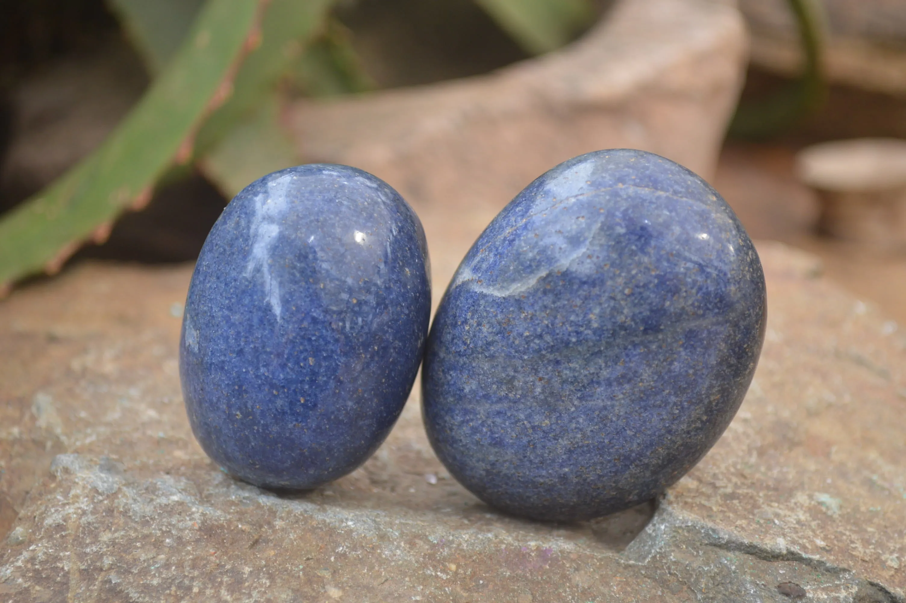 Polished Lazulite Galet-Palm Stones x 20 From Madagascar