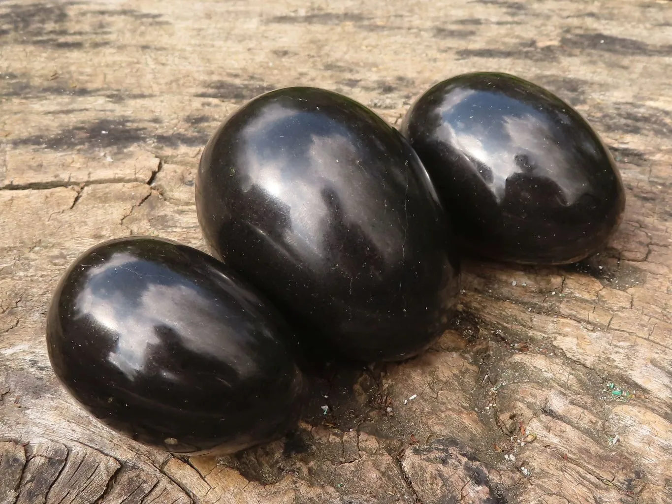 Polished Schorl Black Tourmaline Eggs x 6 From Antsirabe, Madagascar