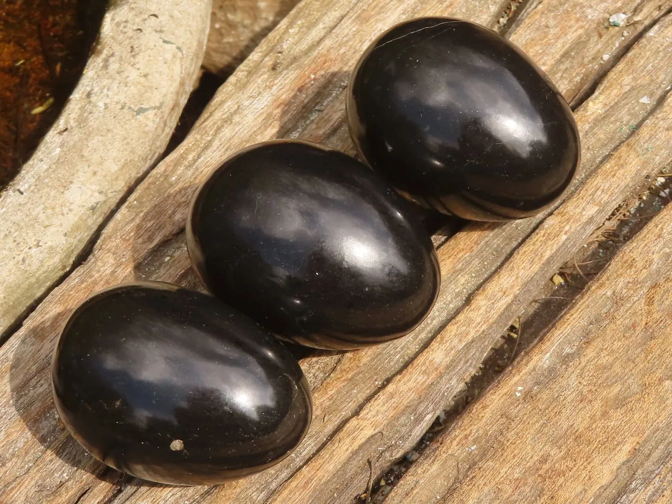 Polished Schorl Black Tourmaline Eggs x 6 From Antsirabe, Madagascar