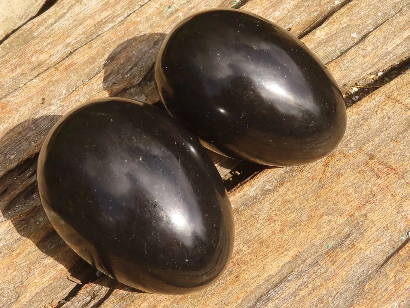 Polished Schorl Black Tourmaline Eggs x 6 From Antsirabe, Madagascar