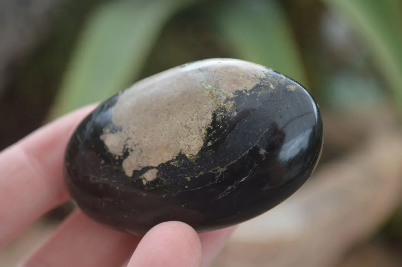 Polished Schorl Black Tourmaline Galet / Palm Stones x 6 From Madagascar