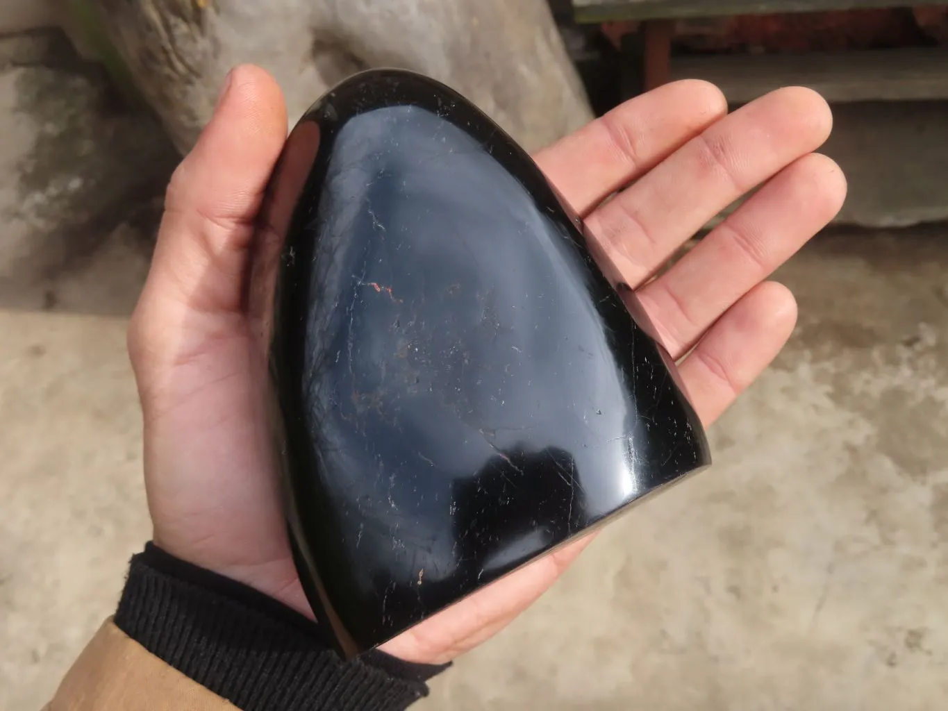 Polished Schorl Black Tourmaline Standing Free Forms x 1 From Madagascar