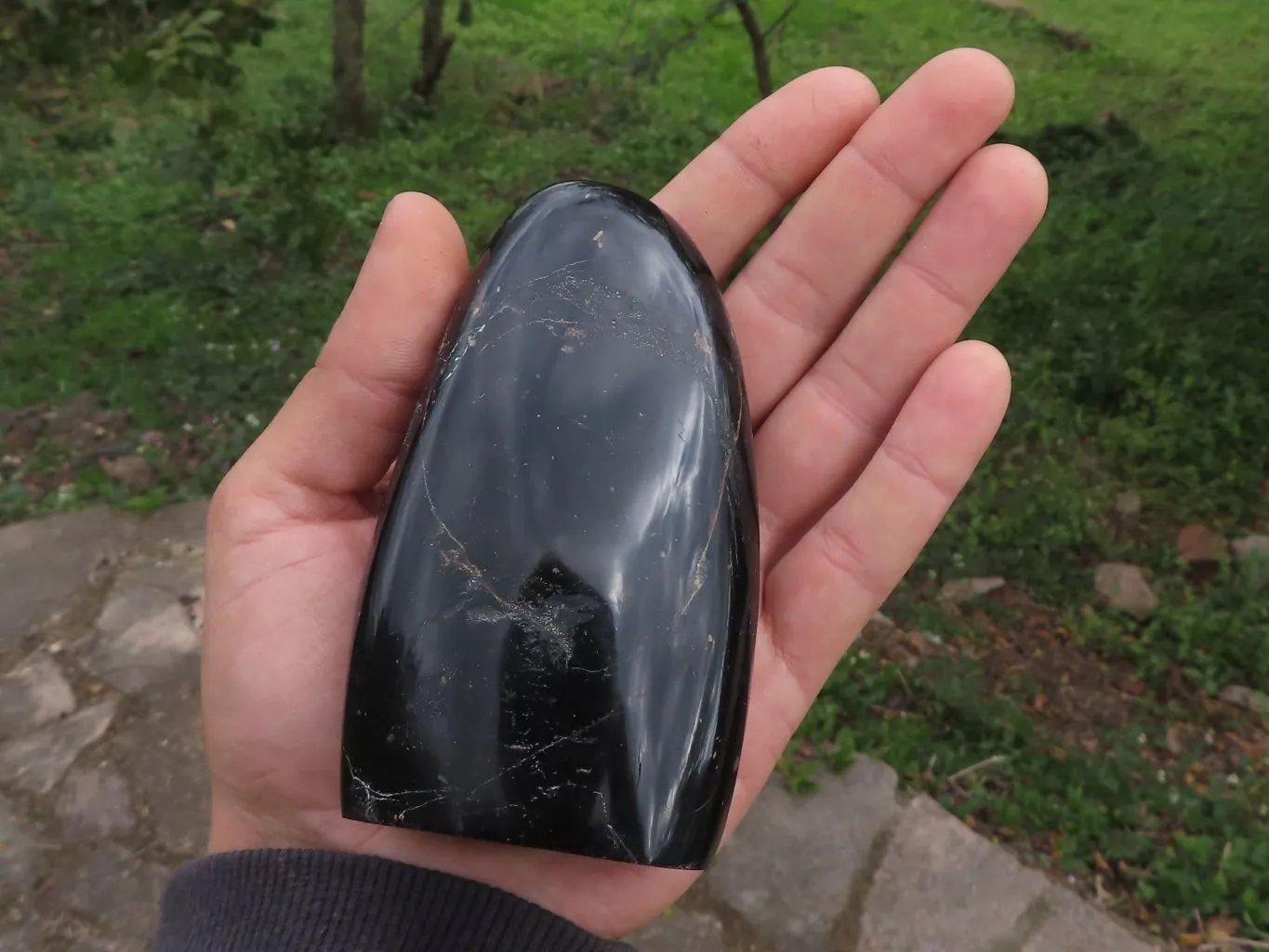 Polished Trio Of Schorl Black Tourmaline Standing Free Forms x 3 From Madagascar