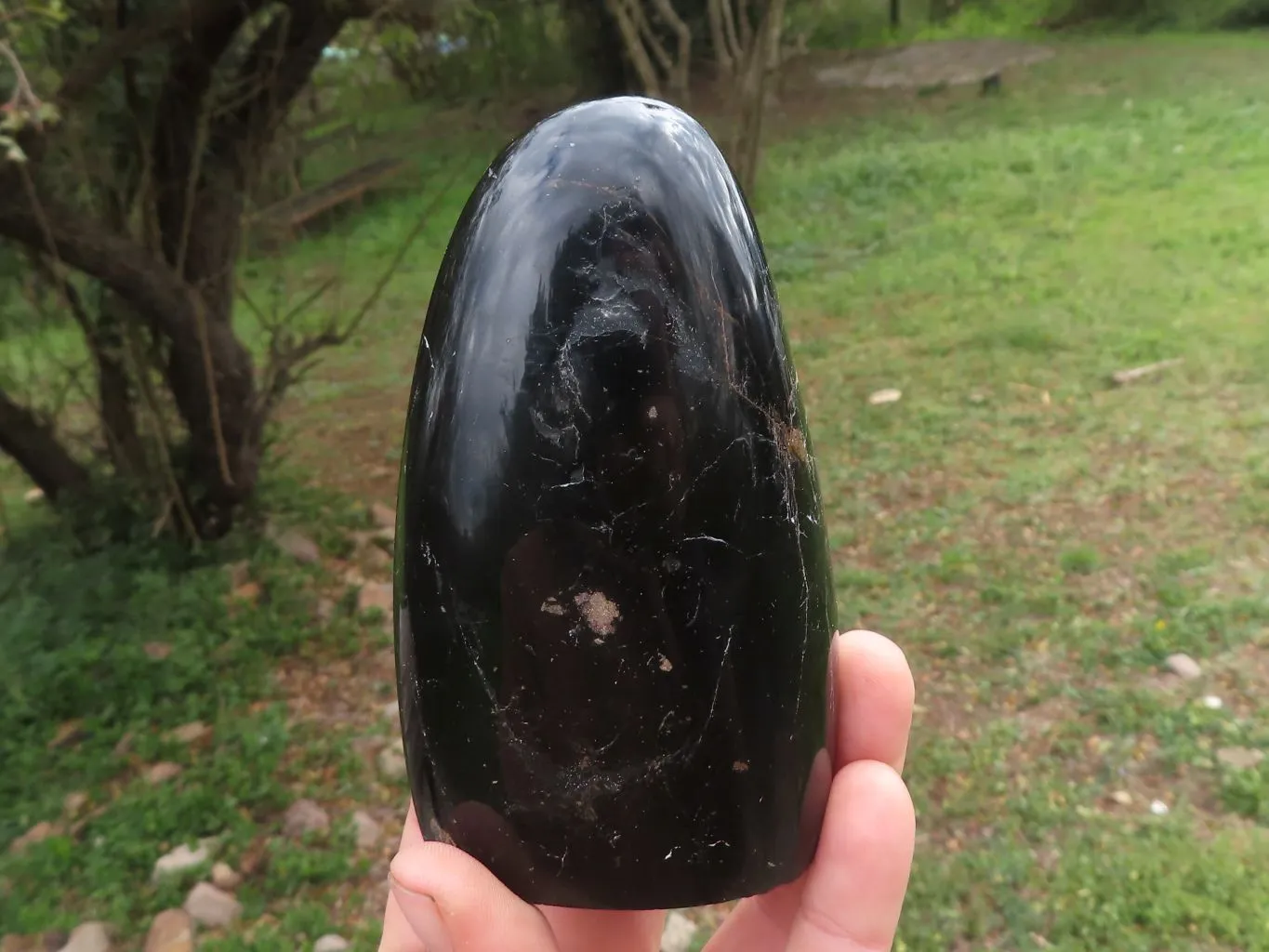 Polished Trio Of Schorl Black Tourmaline Standing Free Forms x 3 From Madagascar